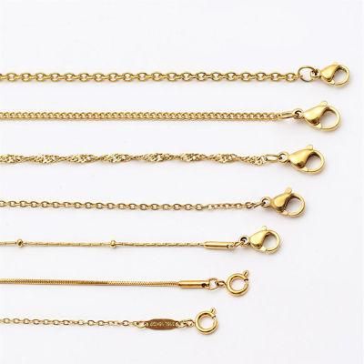 Fashion Stainless Steel O Side Water Wave Snake Spacer Bead DIY Basic Chain Necklace