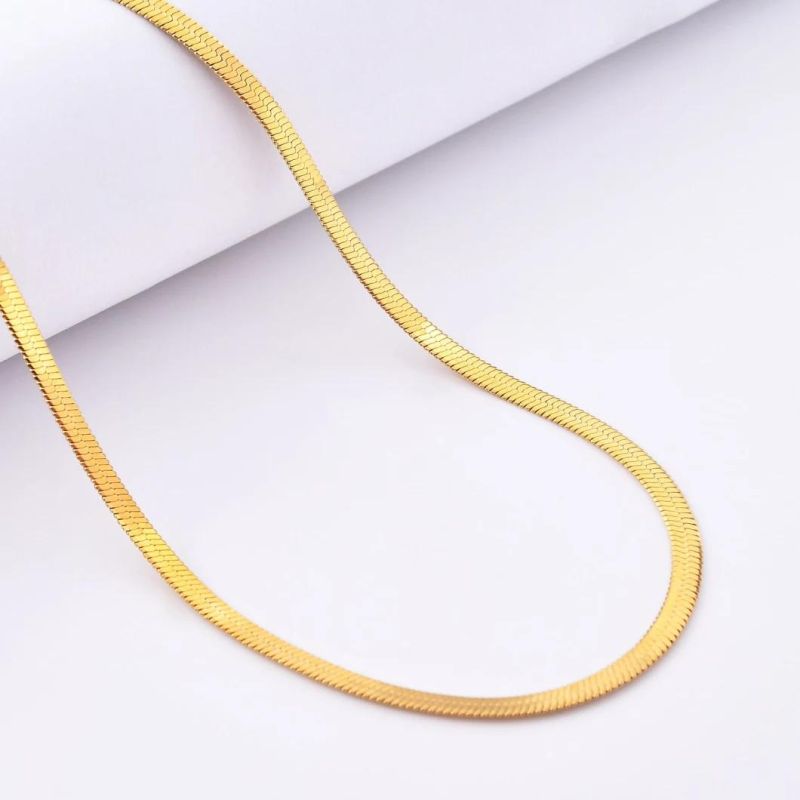 Stainless Steel Jewelry Herringbone Necklace Anklet Bracelet Fashion Layering Street Wear Jewellery Gold Plated