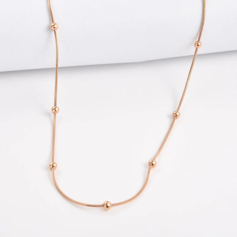16inch and 2inch Extender Gold Plated Silver Gold Rosegold Round Snake Beaded Ball Satellite Chain Necklace for Layering