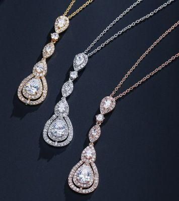 Wedding CZ Jewelry, Bridal Necklace and Earring CZ Jewelry, Bridesmaid Jewelry, Gift Jewelry, Rose Gold Earring Necklace Jewelry