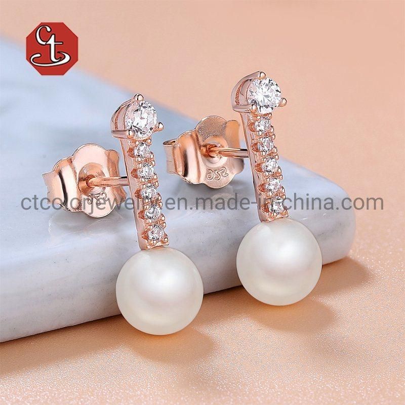 Fashion Jewellery 925 Silver Jewelry Stud Freshwater Pearl Earrings for Women