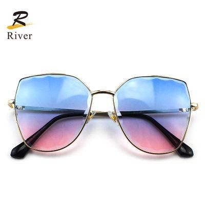 Hot Sale Custom Logo Wholesale Oversize Metal Frame Women Sunglasses