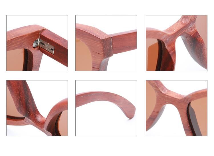 Custom Logo Polarized Lens Cat Eyes Ladies Bamboo Wooden Sunglasses