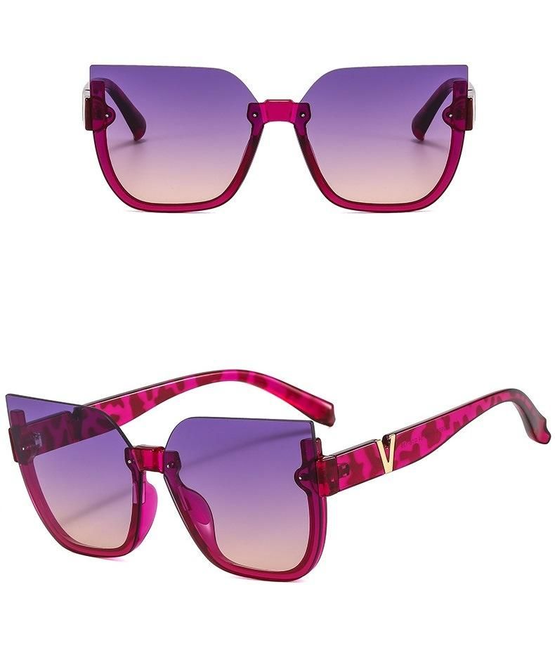 2022 Ladies Cat Eye Half Frame Sunglasses Retro Sunglasses