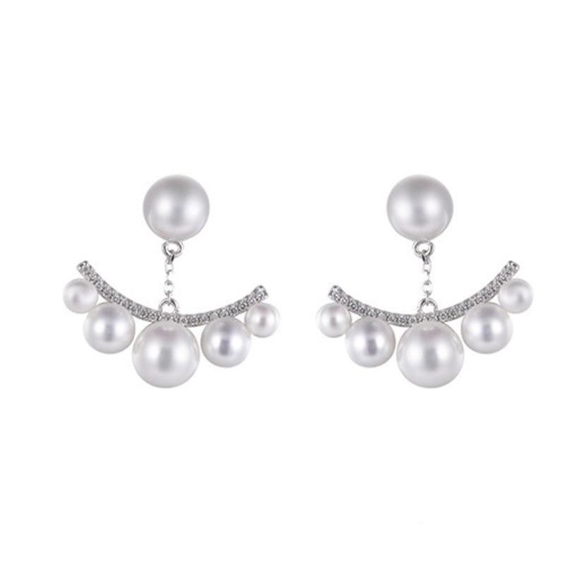 925 Silver Ladies′ Fashion Jacket Earring with Pearl