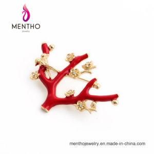 Hot Sale Wholesale Fashion Red Flower Shape Women&prime;s Brooch Jewelry
