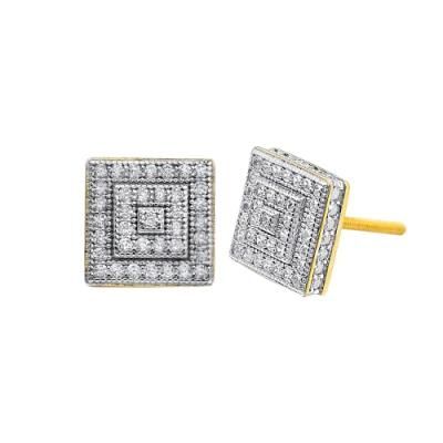 Square 925 Silver Inlaid Zircon Hip Hop Earrings