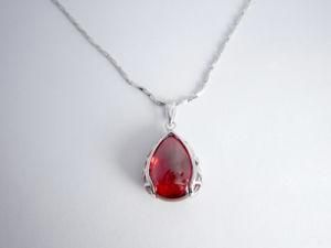 Red Gemstone Slilver Side Fashion Necklace Pendant (PS1263-A)