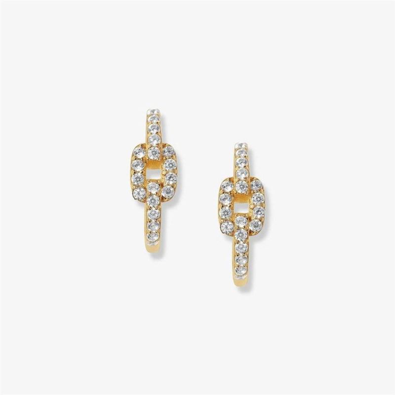 Wholesale Special Square Chain Link Design Brass with Crystal Cubic Earring in 18K Gold Plated for Fashion Jewelry Party and Gift