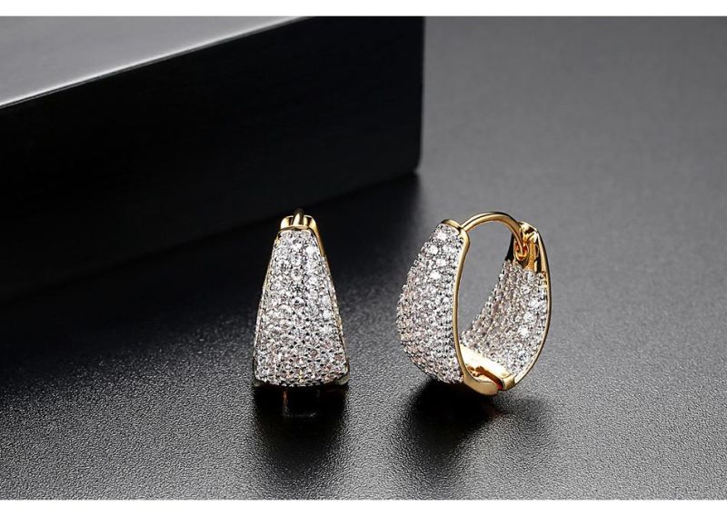 Wholesale 18K Gold Simple Copper Zircon Earrings