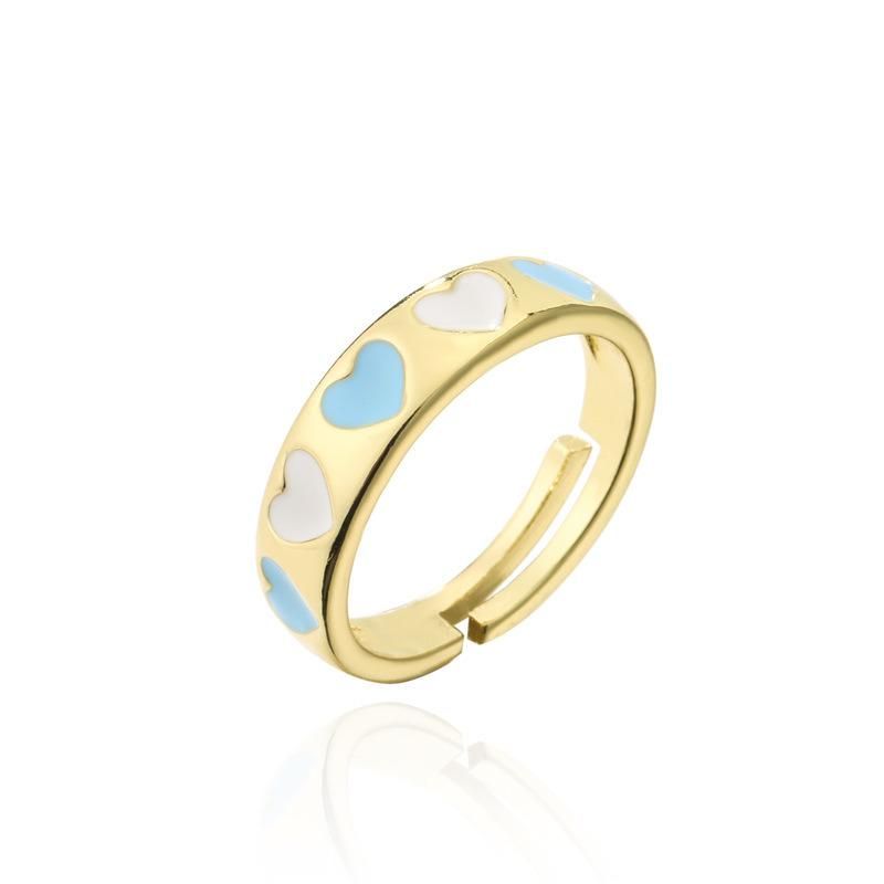 Mixed Color Enamel Love Opening Ring Female Personality Ring