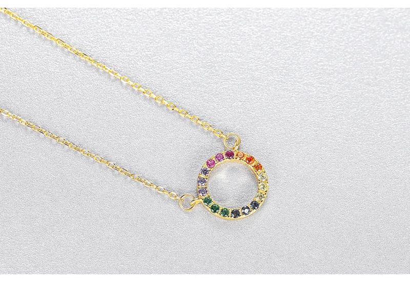 Multi Round Pendant Necklace with Colorful Cubic Zircon