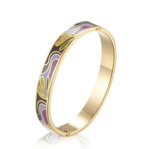 High Quality Stainless Steel Bracelets Customized Enamel Metal Cloisonne Beautiful Metal Cuff Bangles Custom Design Women