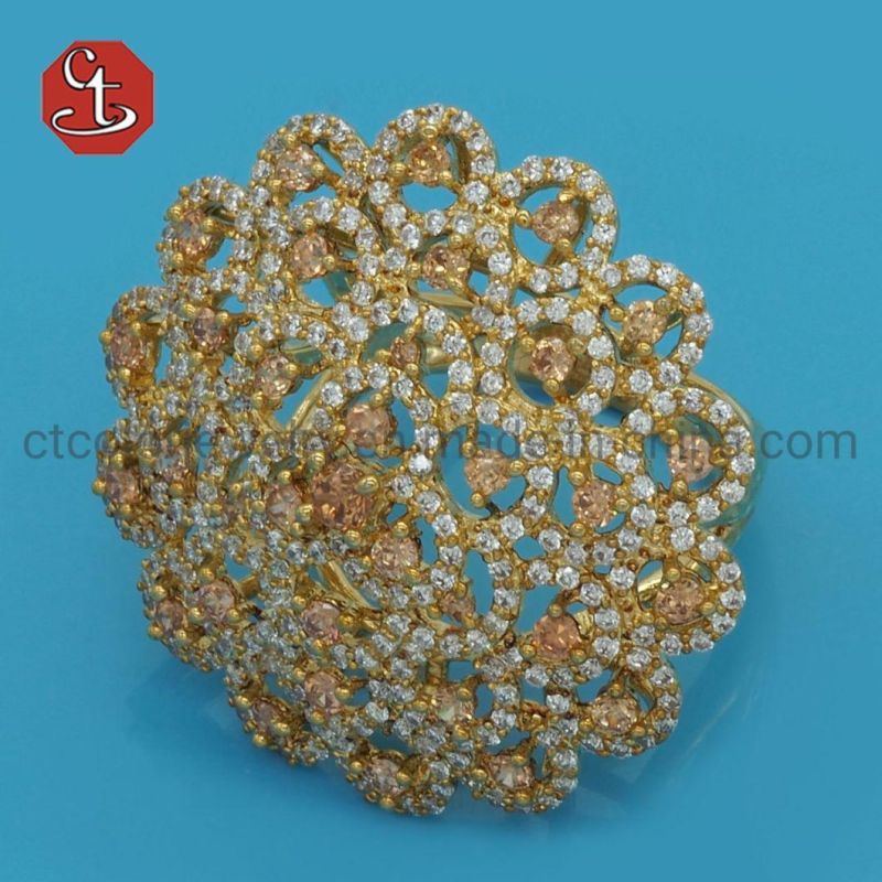 Top Quality White CZ Pave Wider Parallel Rings Rhodium Plated Cubic Zirconia CZ Ring for Women