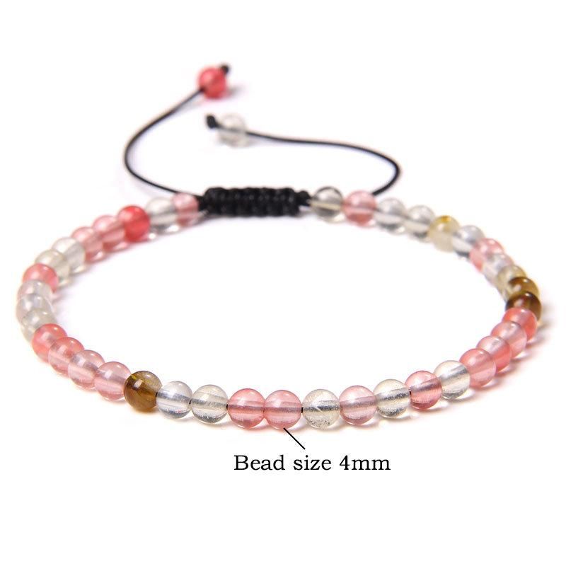 Adjustable 4mm Stone Beads Bracelet