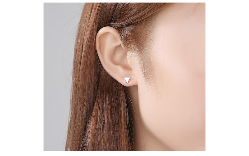 Fashion Jewelry Inverted Triangle Earring Stud with Rhinestone