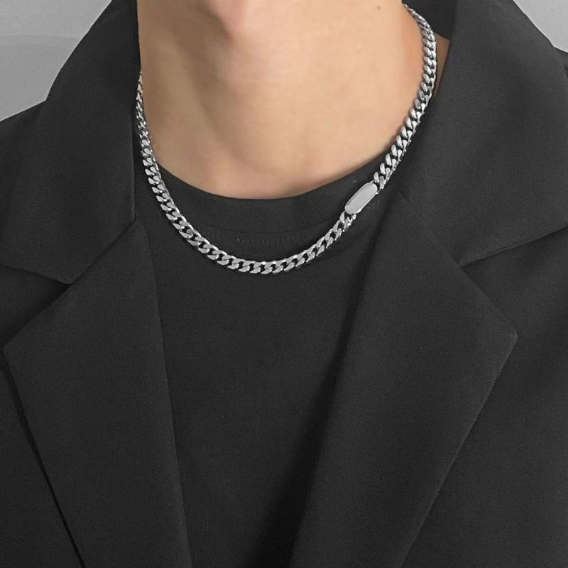 Manufacturer Custom Men jewellery European American Hipster Cuban Stainless Steel Necklace Hip Hop Ins Cold Wind Clavicle Chain Men Fashion jewellery