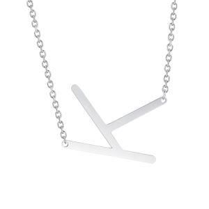 Stainless Steel Horizontal Glossy Letter K Necklace
