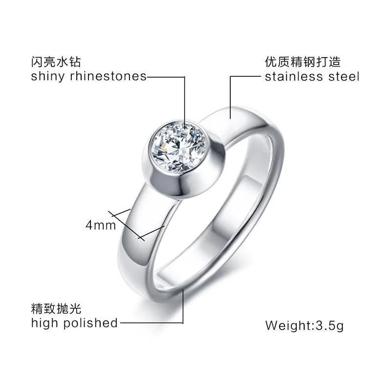Round Stone CZ Casting Wedding Ring Engagement Ring Stainless Steel Ring