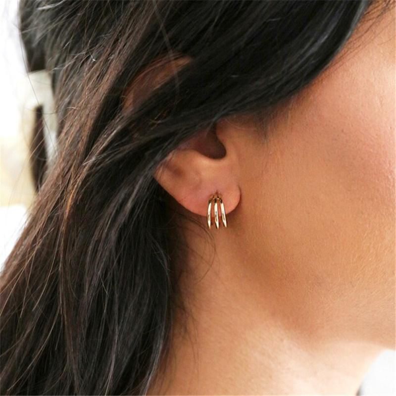 Triple Illusion Hoops Ear Cuff in 18K Gold Plated for Women Jewelry
