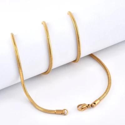 24&quot; 61cm Gold Plated Stainless Steel Fashion Jewelry Soft Snake Chain Necklace Jewellery Factory Wholesale Price