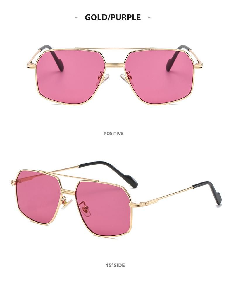 CE FDA Factory Direct High Quality OEM UV400 Fashion Pilot Custom Logo Double Bridge Designer Metal Shades Sunglasses Women