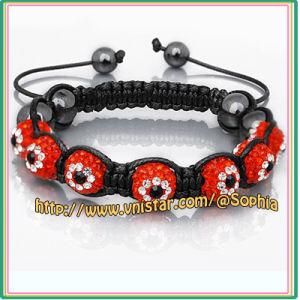Eye Design Red Crystal Bead Bracelet with Hematite Beads (SBB067-29)