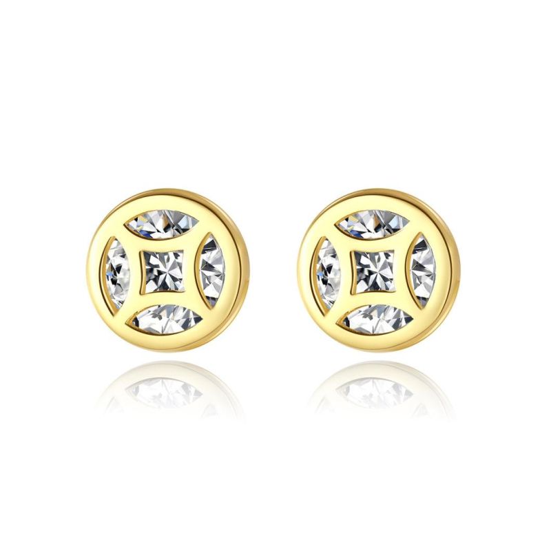 Copper Coin Style Clear Ear Piercing Studs