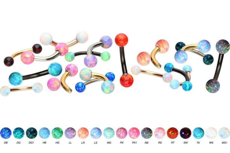 ASTM F136 Titanium Fashion Jewelry Eyebrow Ring Curved Barbell Banana Opals