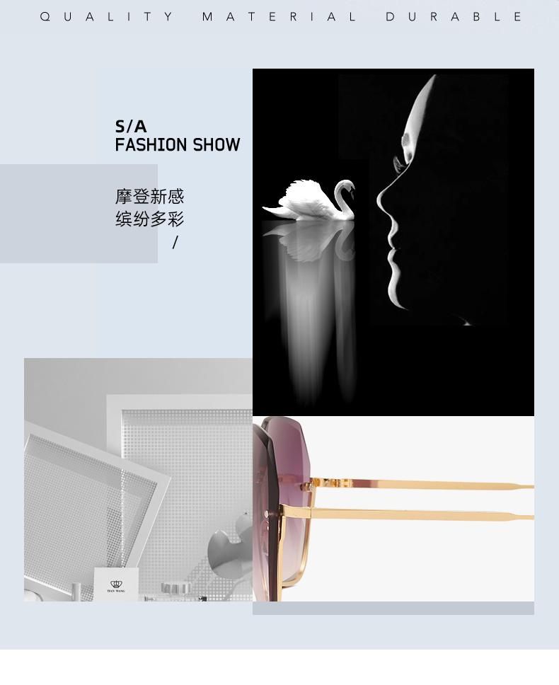 Trendy Sunglasses Frameless Cut Edge Gradient Color Sunglasses Female Polygon Personalized Glasses
