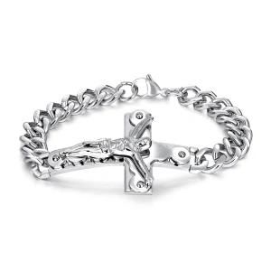 New Wholesale High Quality Jesus Cross Stainless Steel Men Bracelet