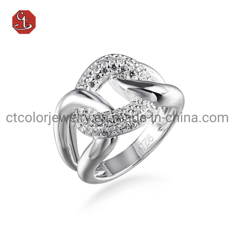 Luxury Silver Ring Fashion Brass Ring with CZ Fashion Micro Setting Rings