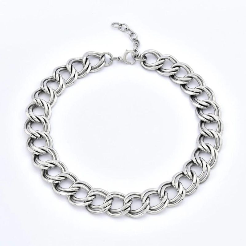 Funky Stainless Steel Silver Color Simple Wearing Accessories as Fashion Thick Necklace