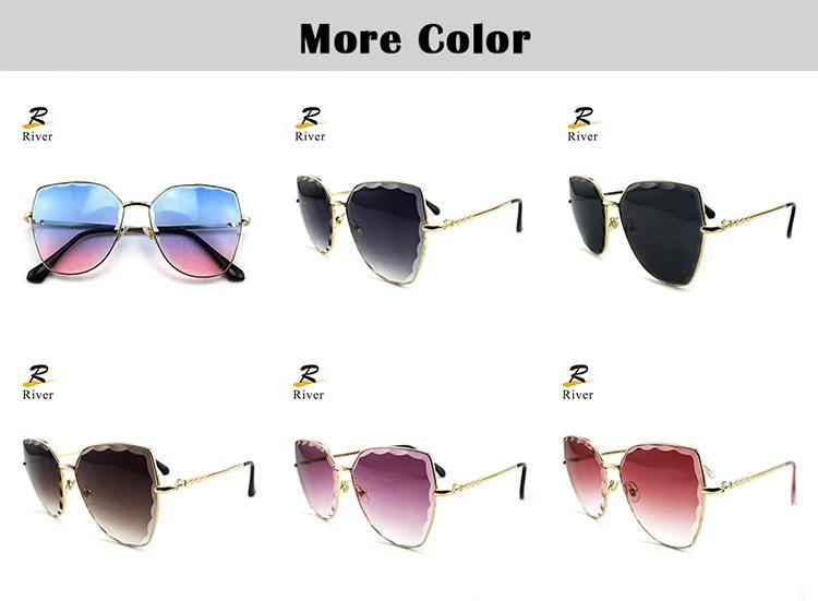 Hot Sale Custom Logo Wholesale Oversize Metal Frame Women Sunglasses