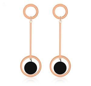 Fashion Women Earrings Rose Gold Color Circle Dangling Long Earrings Punk Bar Jewelry Accessories Brincos Aros