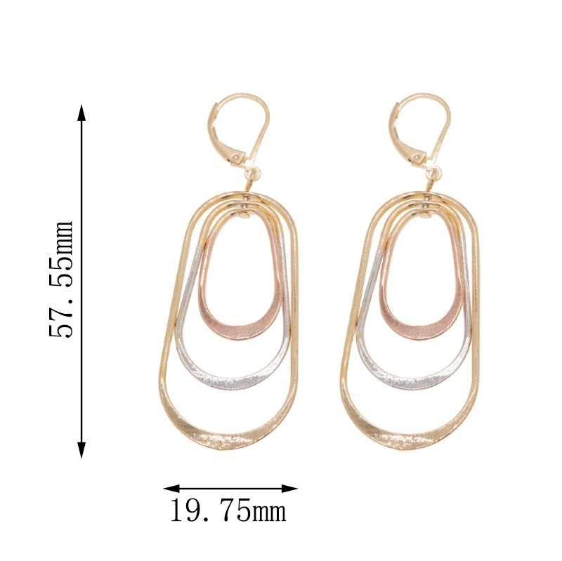High Quality Women′s Tricolor Gold Plated Drop Earrings