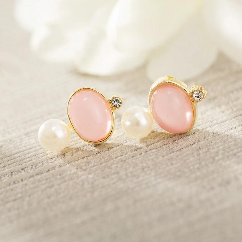 Artificial Jewelry Pink Fashion 925 Silver Pearl Earring