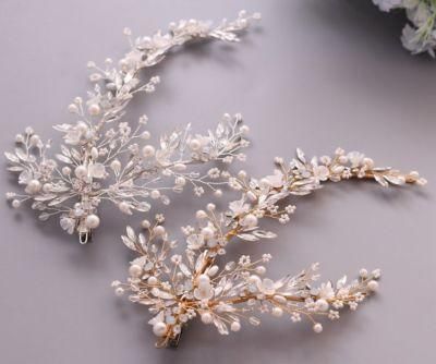 Bridal Wedding Pearl Crystal Hair Clip Hair Vines Hair Comb Headpiece for Women