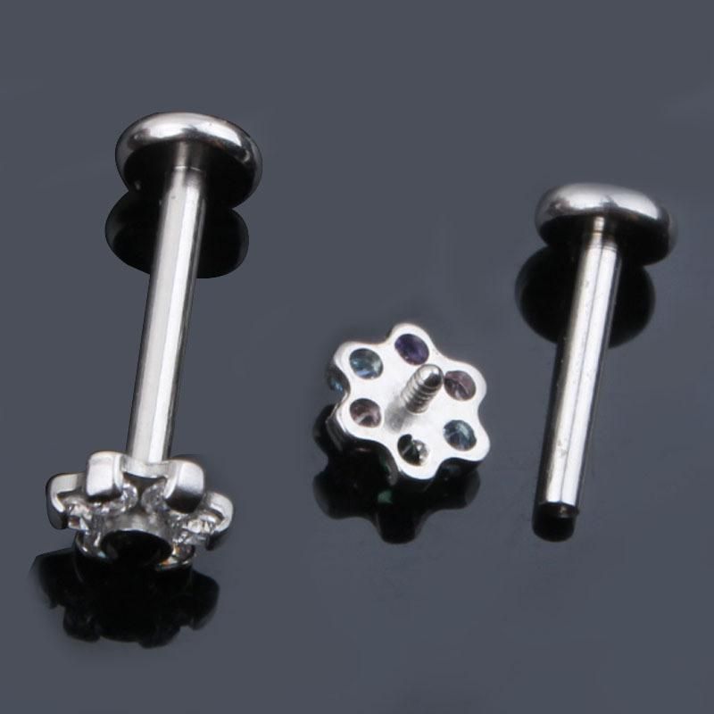 316L Surgical Steel Flower Internally Threaded Labret Body Piercing