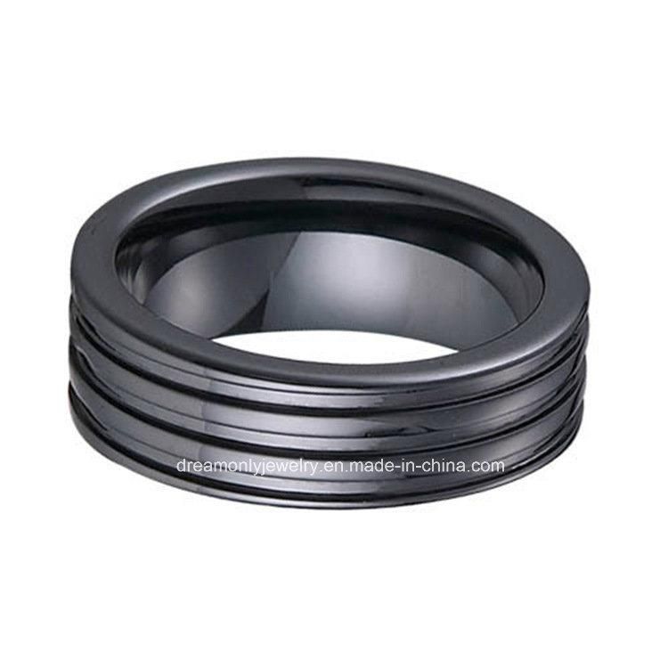 Factory Wholesale Black Grooved Ceramic Jewelry Ring