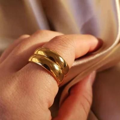 Chunky Rings 18K Gold Plated Thick Stainless Steel Rings for Women Girls