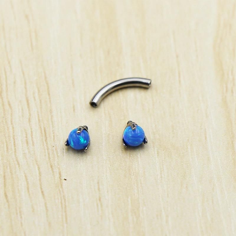 ASTM F136 Titanium Opal Eyebrow Banana Ring Body Piercing (Custom Sizes & Colors Available)