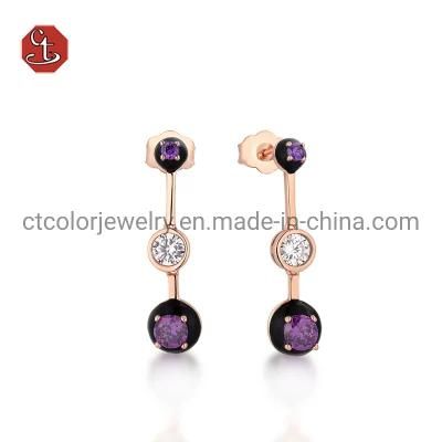 New designs fashion jewelry drop 5A zircon Enamle silver Earrings