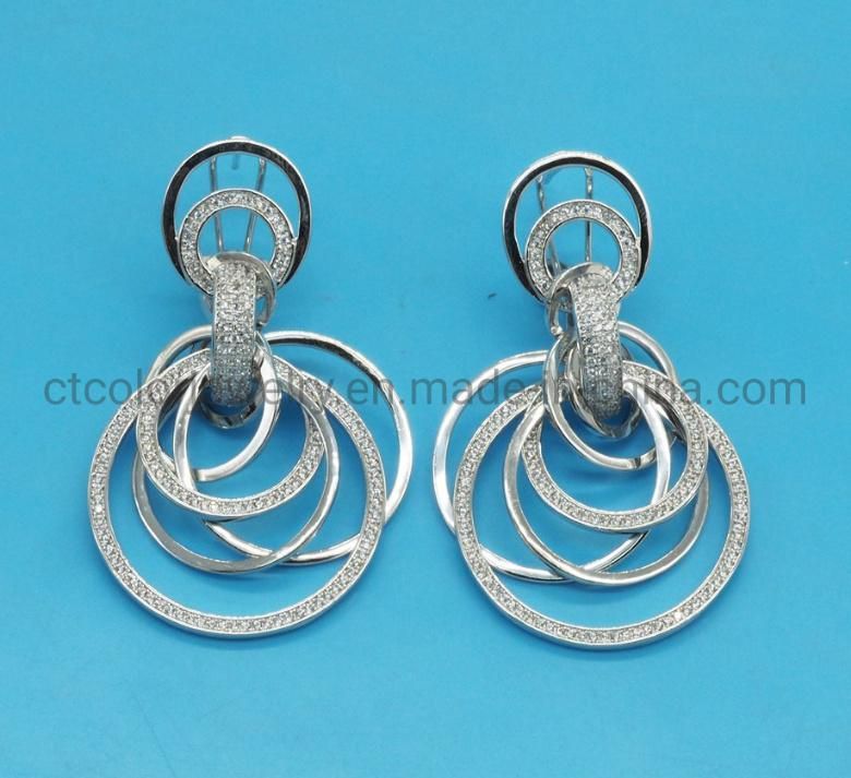 Fashion Jewelry 18K Gold Rose Nickel Free Plated Cubic Zirconia Earrings for Women