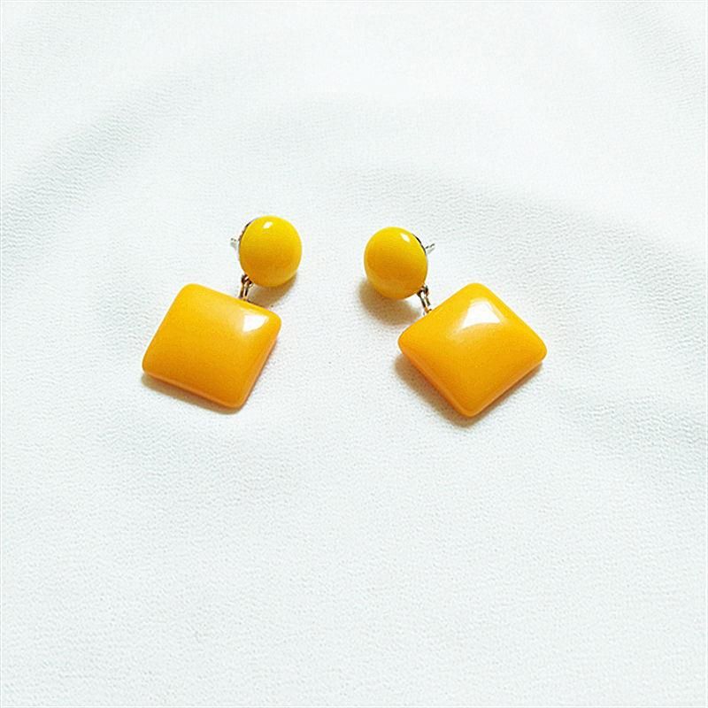 Acrylic Jewelry French Style Simple Square Stud Earrings for Sweet Girls