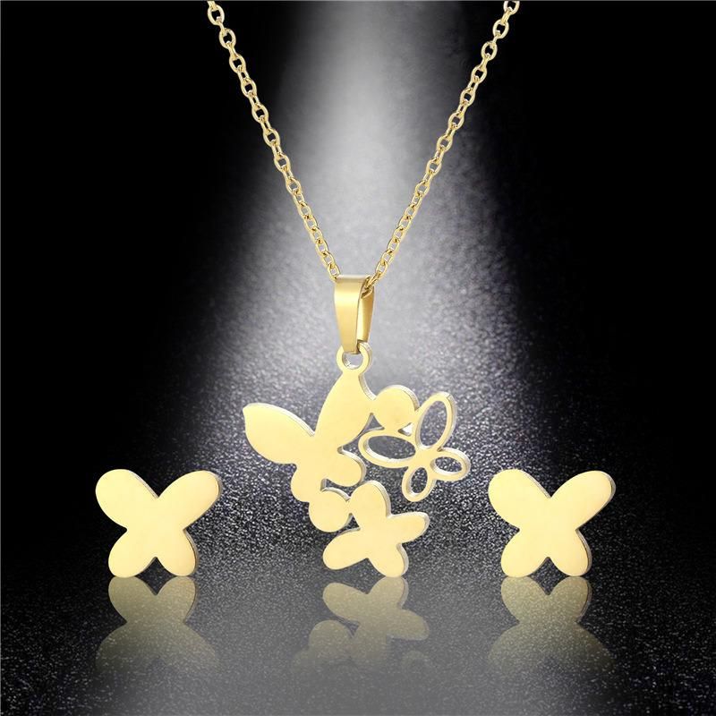 Manufacturer Custom Fashion Jewelry High Quality Non Tarnish 18K Gold Plated Stainless Steel Fashion Jewelry Set