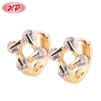 Fashion Ladies Cubic Zirconia Round-Shape Hoop Huggie Earrings