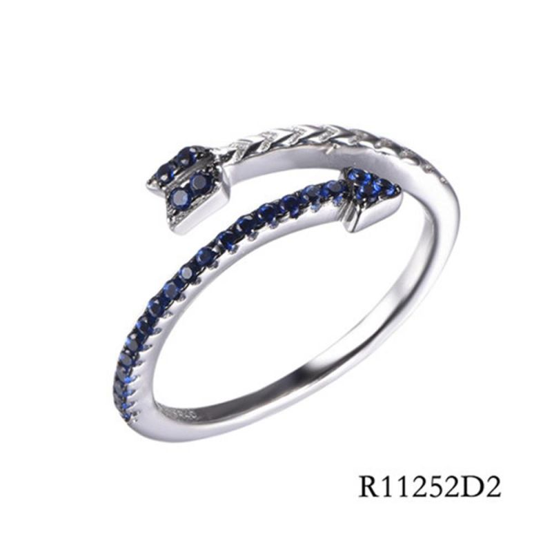 Arrows Sterling Silver with CZ Leaf Open Ring