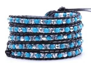 Bracelet Jewelry, Fashion Turquoise Skull Beads Bracelets, Hot Wrap Leather Jewelry Bracelet (361)