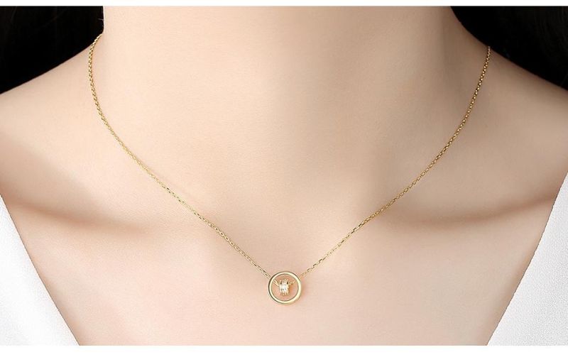 Charms Cubic Zircon Round in Ring Shape Pendant Necklace